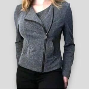 Catherine Malandrino Runway Style Asymmetrical Zip Moto Jacket Black XXL